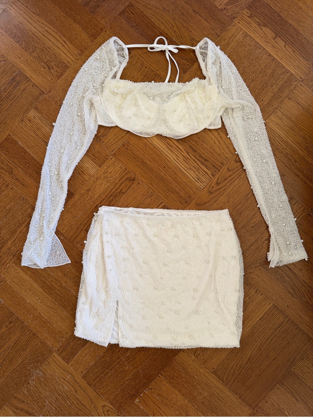 Oh Polly Embellished Crop Top and Skirt Set - Picture 4 of 11